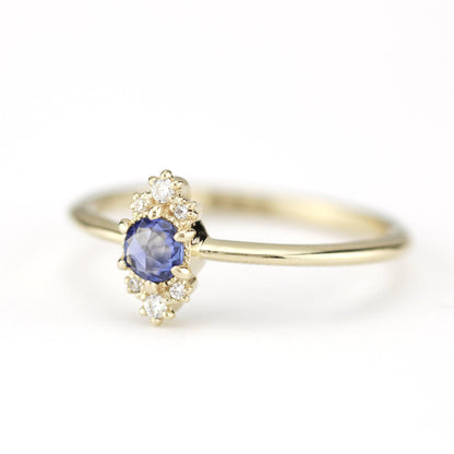 Delicate engagement ring, blue sapphire engagement ring, unique engagement ring, simple engagement ring, delicate ring blue sapphire - NOOI JEWELRY