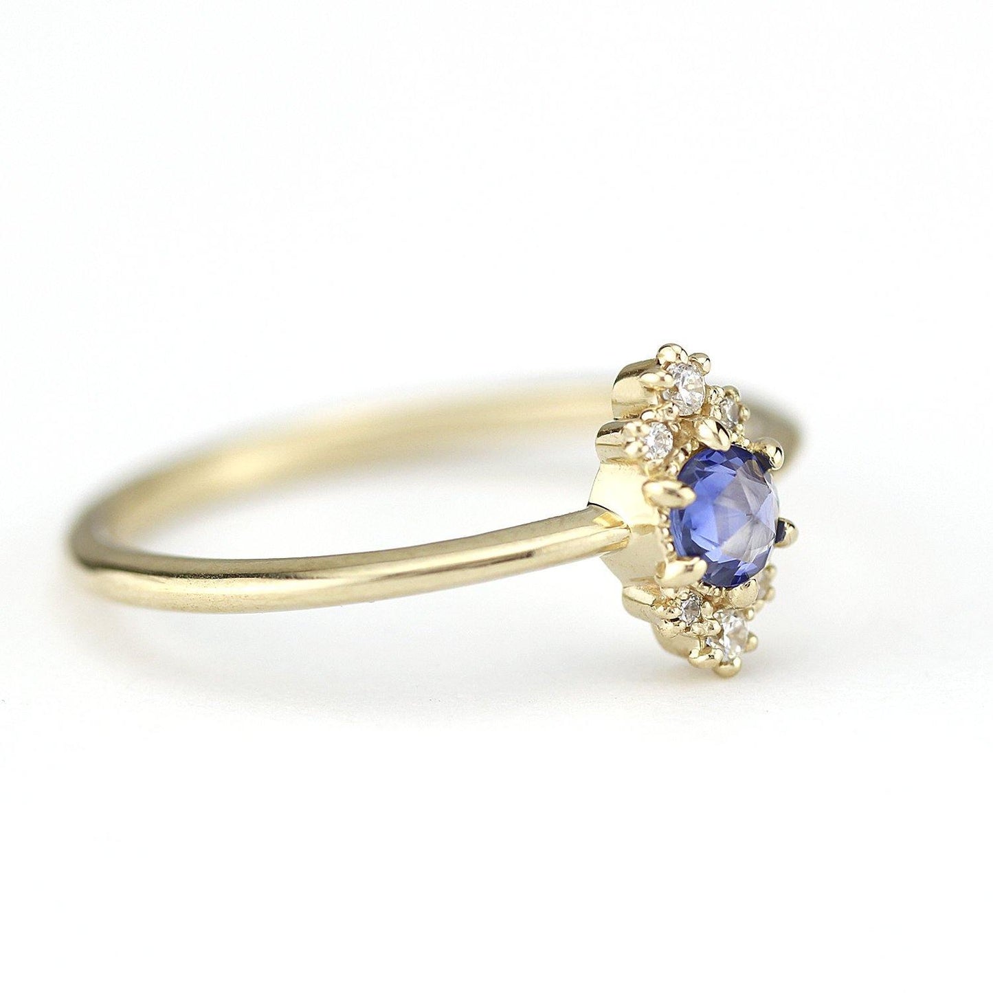 Delicate engagement ring, blue sapphire engagement ring, unique engagement ring, simple engagement ring, delicate ring blue sapphire - NOOI JEWELRY