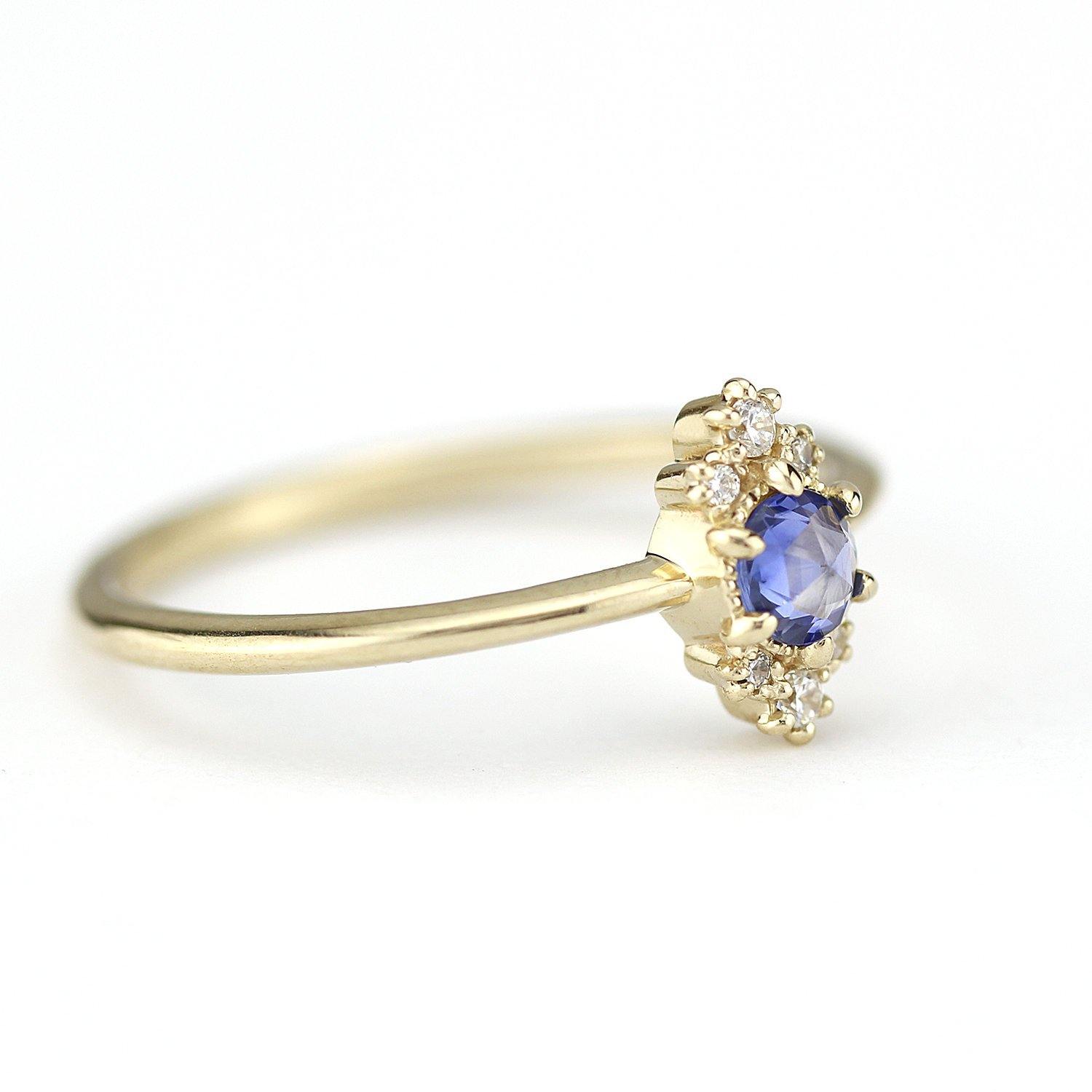 Delicate engagement ring, blue sapphire engagement ring, unique engagement ring, simple engagement ring, delicate ring blue sapphire - NOOI JEWELRY