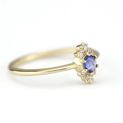 Delicate engagement ring, blue sapphire engagement ring, unique engagement ring, simple engagement ring, delicate ring blue sapphire - NOOI JEWELRY