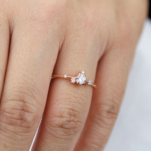 Rose gold engagement ring diamond cluster - NOOI JEWELRY