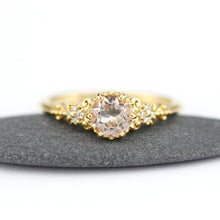 Load image into Gallery viewer, morganite and diamond engagement ring vintage unique, 18k yellow gold - NOOI JEWELRY