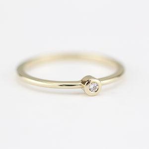 Round solitaire engagement ring thin simple | Bezel set diamond ring solitaire engagement - NOOI JEWELRY