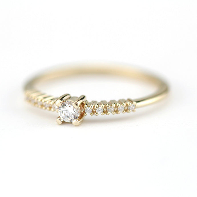 Diamond engagement ring simple | minimalist diamond engagement ring - NOOI JEWELRY