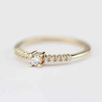 Diamond engagement ring simple | minimalist diamond engagement ring - NOOI JEWELRY