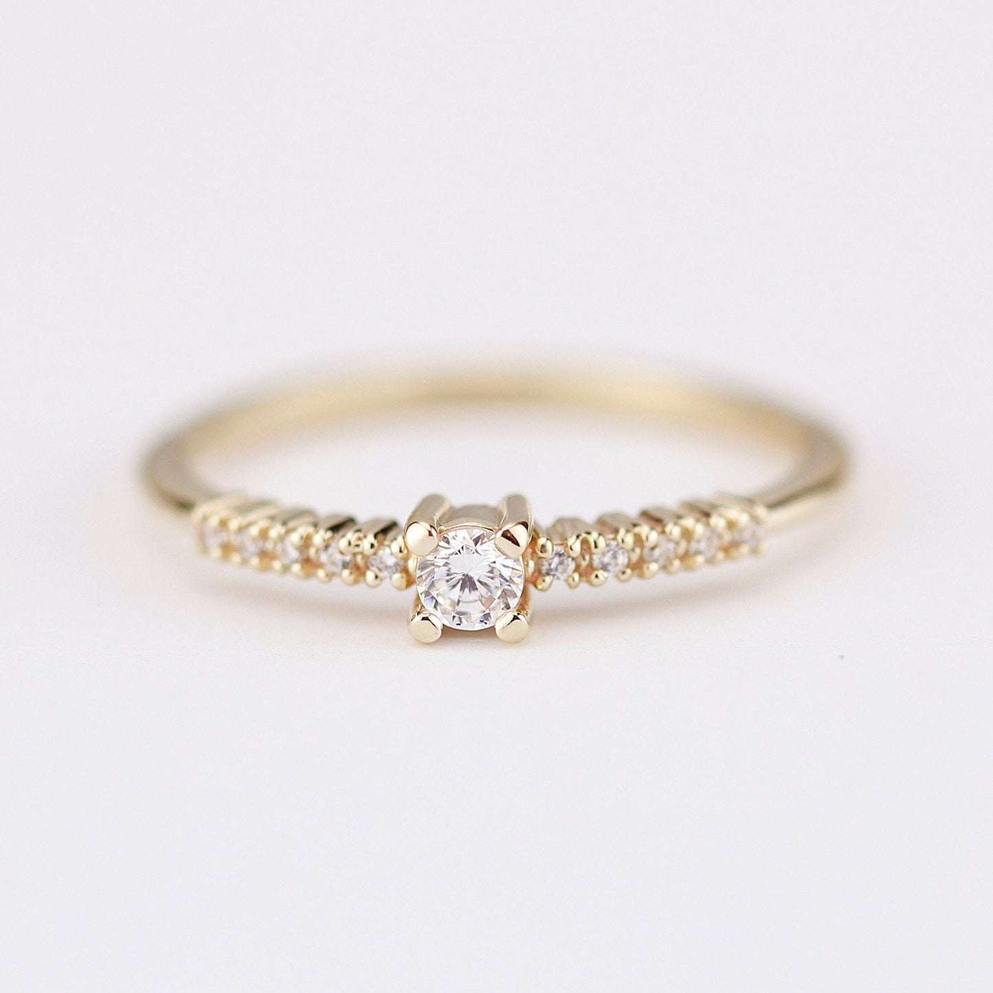 Diamond engagement ring simple | minimalist diamond engagement ring - NOOI JEWELRY