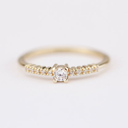 Diamond engagement ring simple | minimalist diamond engagement ring - NOOI JEWELRY