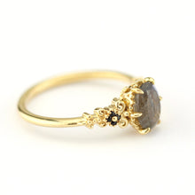 Load image into Gallery viewer, oval labradorite and black diamonds engagement ring - NOOI JEWELRY
