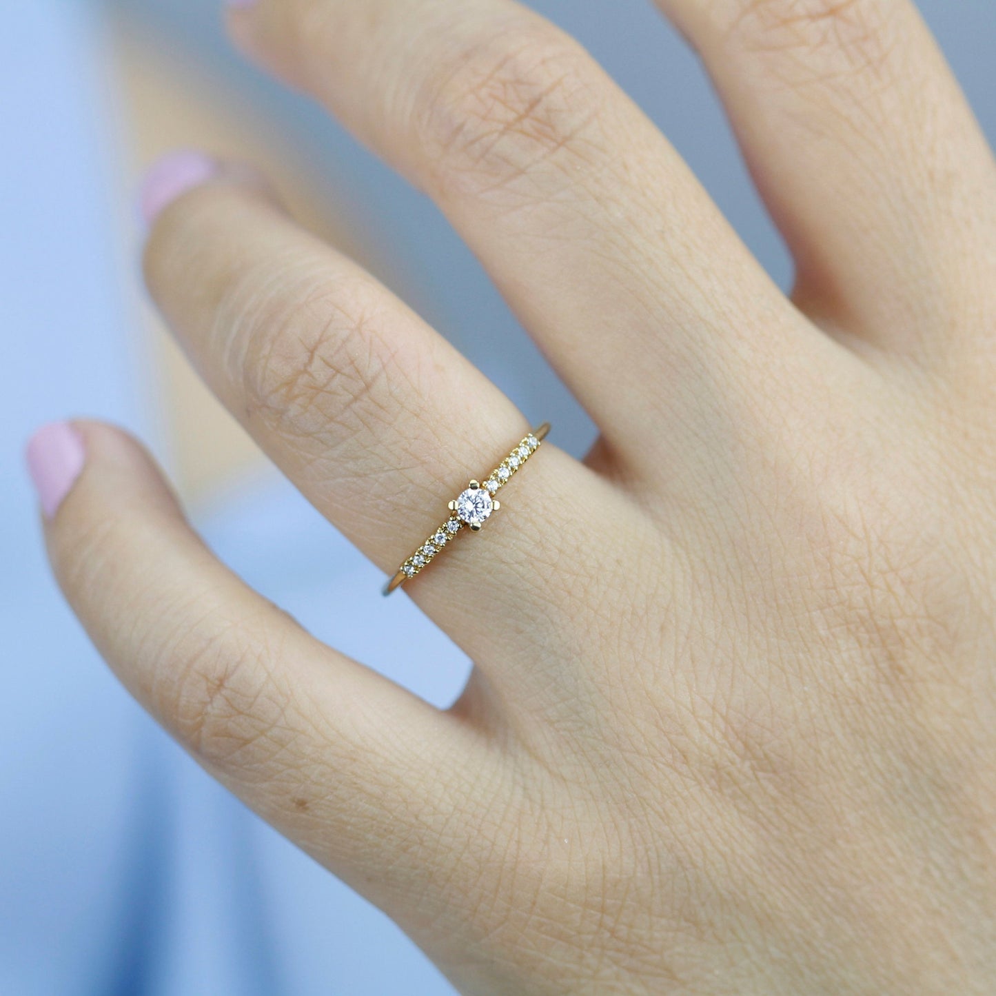 Diamond engagement ring simple | minimalist diamond engagement ring - NOOI JEWELRY