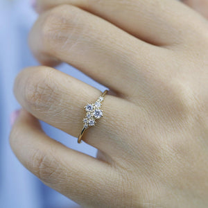 Cluster engagement ring white diamonds | unique engagement ring - NOOI JEWELRY