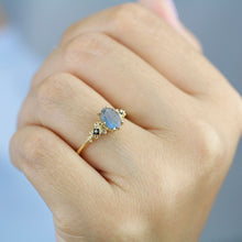 Load image into Gallery viewer, oval labradorite and black diamonds engagement ring - NOOI JEWELRY