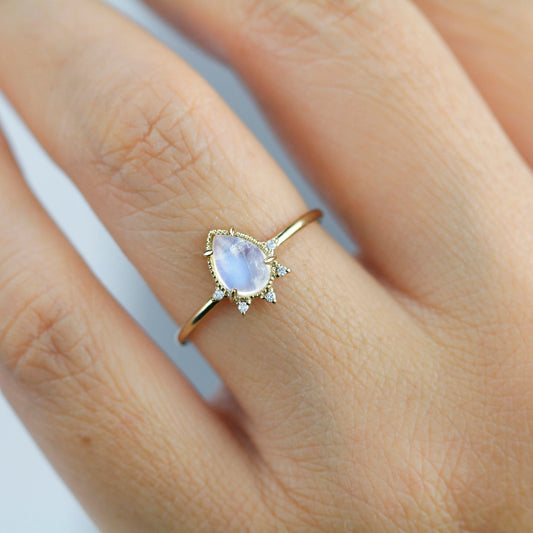 teardrop engagement ring moonstone | R258MOO - NOOI JEWELRY