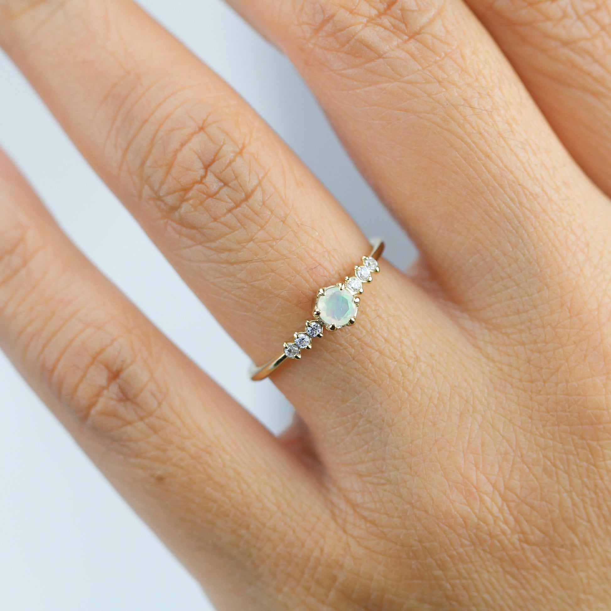 engagement ring opal diamond - NOOI JEWELRY
