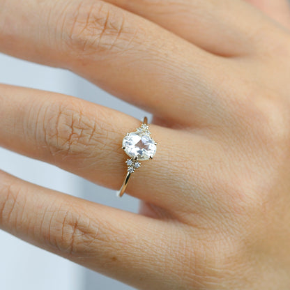 White topaz and diamond engagement ring simple - NOOI JEWELRY