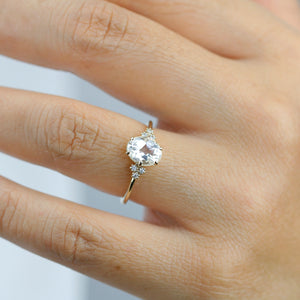 White topaz and diamond engagement ring simple - NOOI JEWELRY