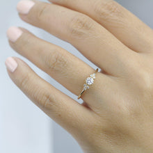 Load image into Gallery viewer, delicate diamond engagement ring | round diamond engagement rings thin band unique - NOOI JEWELRY