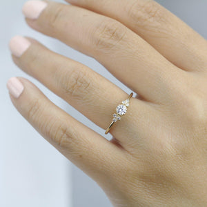 delicate diamond engagement ring | round diamond engagement rings thin band unique - NOOI JEWELRY