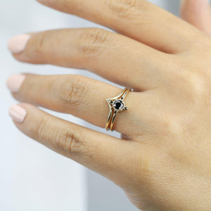 diamond ring, black diamond ring, wedding ring set, wedding ring, engagement ring, promise ring, wedding band, chevron band| R214R216BD - NOOI JEWELRY