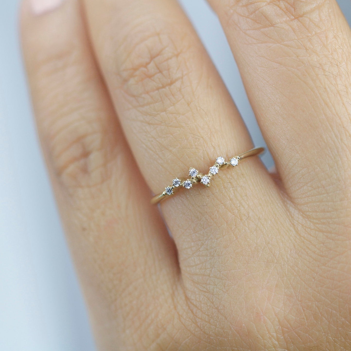 Diamond wedding band stackable |  Mini cluster ring | Modern engagement ring - NOOI JEWELRY
