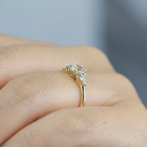 Morganite and diamond engagement ring, simple engagement ring 18k gold and diamond - NOOI JEWELRY
