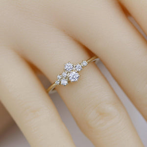 Cluster engagement ring white diamonds | unique engagement ring - NOOI JEWELRY
