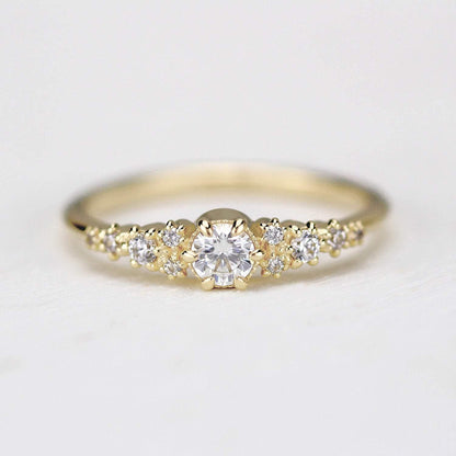 cluster engagement ring round diamonds | Simple engagement ring - NOOI JEWELRY