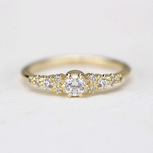 cluster engagement ring round diamonds | Simple engagement ring - NOOI JEWELRY