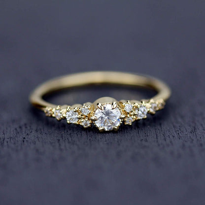 cluster engagement ring round diamonds | Simple engagement ring - NOOI JEWELRY