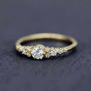 cluster engagement ring round diamonds | Simple engagement ring - NOOI JEWELRY