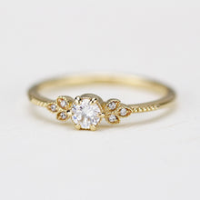 Load image into Gallery viewer, round diamond engagement ring, diamond engagement ring,  art deco engagement ring, dainty ring, vintage diamond engagement ring - NOOI JEWELRY