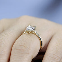 Load image into Gallery viewer, diamond engagement ring, emerald cut engagement ring, minimalist engagement ring, engagement ring, delicate ring, unique engagement ring - NOOI JEWELRY