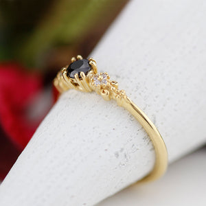 engagement ring black diamond, black diamond ring, simple diamond ring, Cluster ring black diamond - NOOI JEWELRY