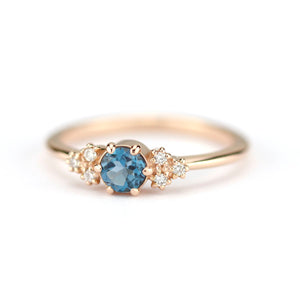 diamond and London blue topaz engagement ring - NOOI JEWELRY