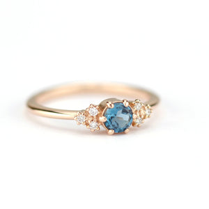 diamond and London blue topaz engagement ring - NOOI JEWELRY