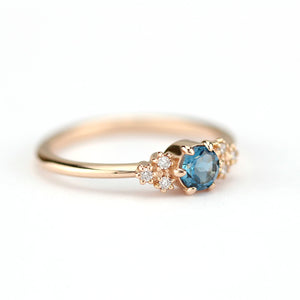 diamond and London blue topaz engagement ring - NOOI JEWELRY