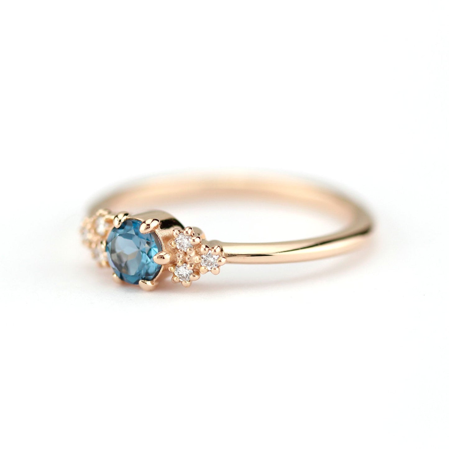 diamond and London blue topaz engagement ring - NOOI JEWELRY