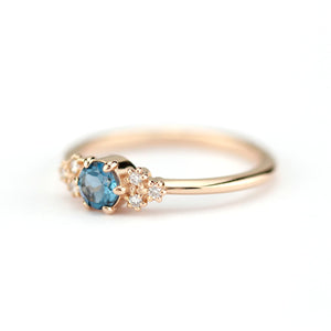 diamond and London blue topaz engagement ring - NOOI JEWELRY