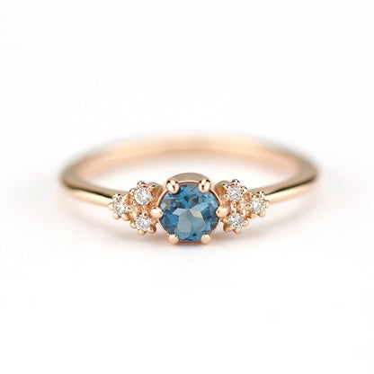 diamond and London blue topaz engagement ring - NOOI JEWELRY