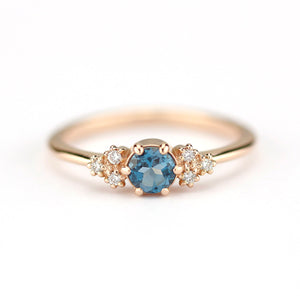 diamond and London blue topaz engagement ring - NOOI JEWELRY