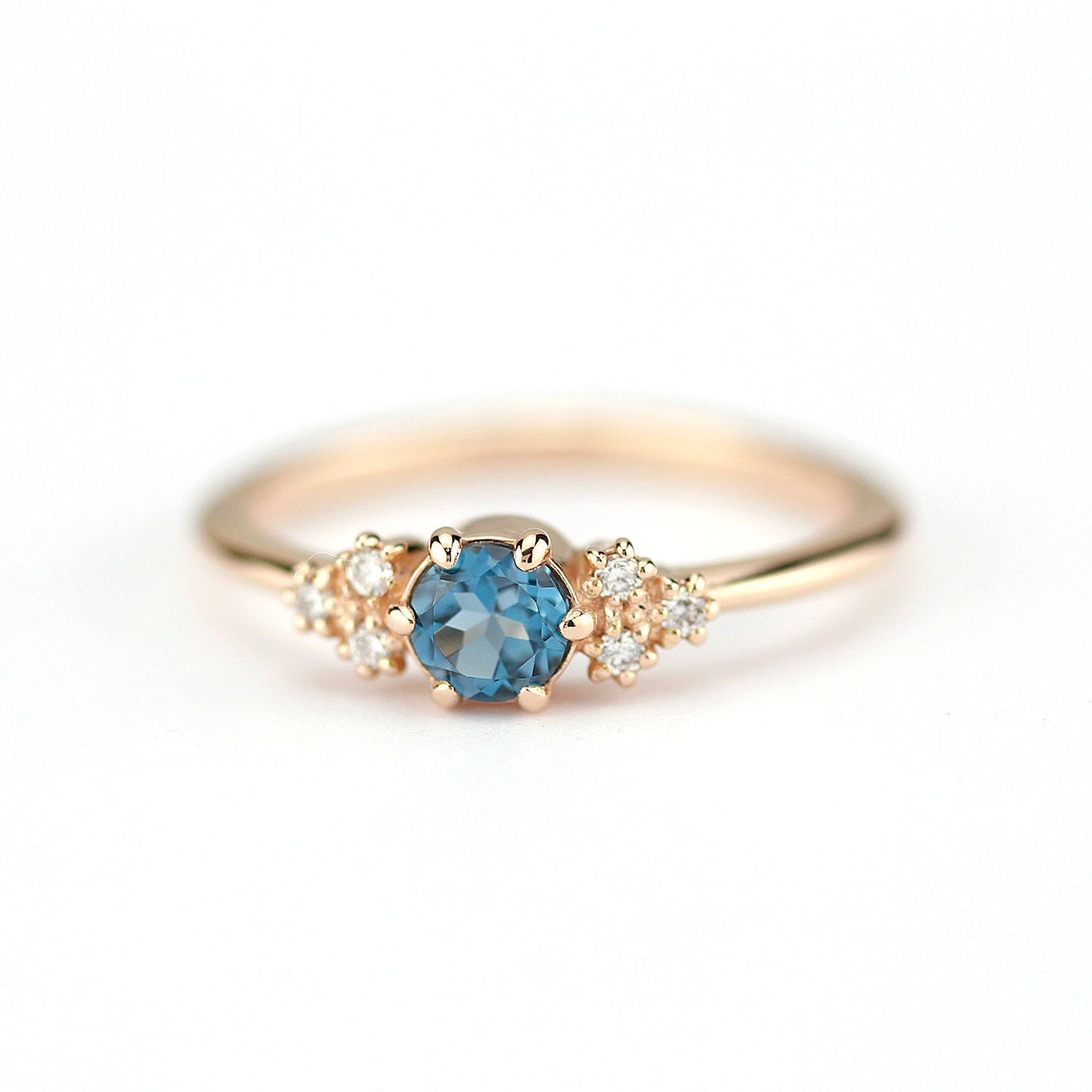diamond and London blue topaz engagement ring - NOOI JEWELRY