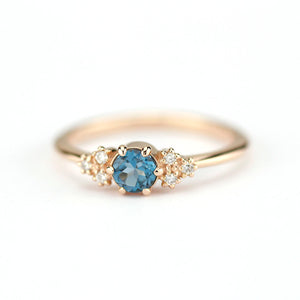 diamond and London blue topaz engagement ring - NOOI JEWELRY