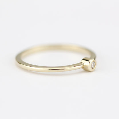 Round solitaire engagement ring thin simple | Bezel set diamond ring solitaire engagement - NOOI JEWELRY