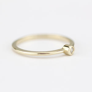 Round solitaire engagement ring thin simple | Bezel set diamond ring solitaire engagement - NOOI JEWELRY