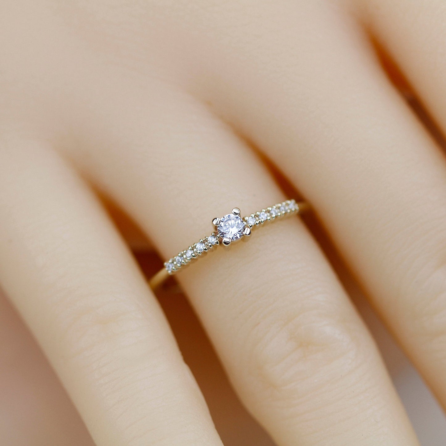 Diamond engagement ring simple | minimalist diamond engagement ring - NOOI JEWELRY
