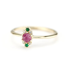 Load image into Gallery viewer, ruby and emerald engagement ring - NOOI JEWELRY
