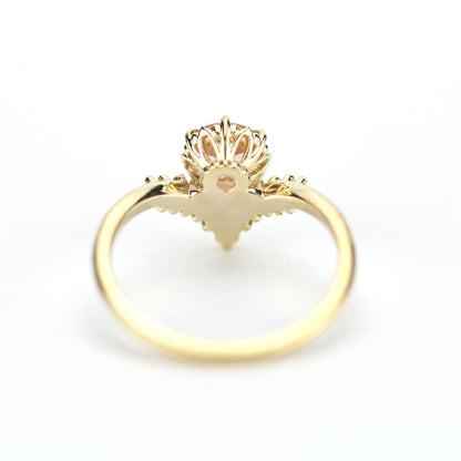 v ring morganite and diamond engagement ring - NOOI JEWELRY