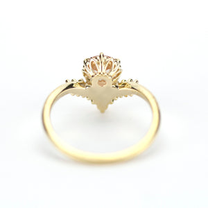 v ring morganite and diamond engagement ring - NOOI JEWELRY