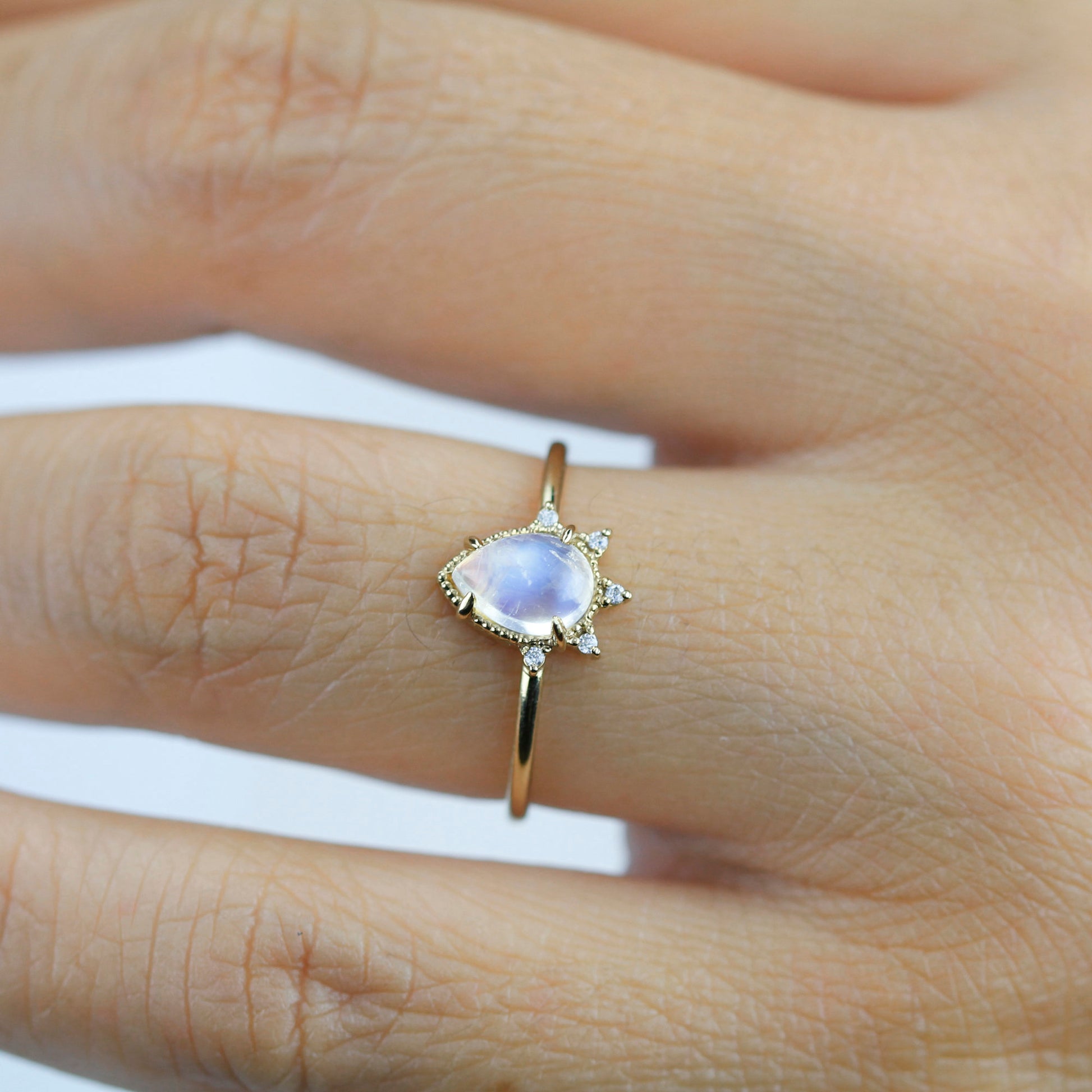 teardrop engagement ring moonstone | R258MOO - NOOI JEWELRY