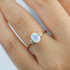 oval opal engagement ring diamonds - NOOI JEWELRY