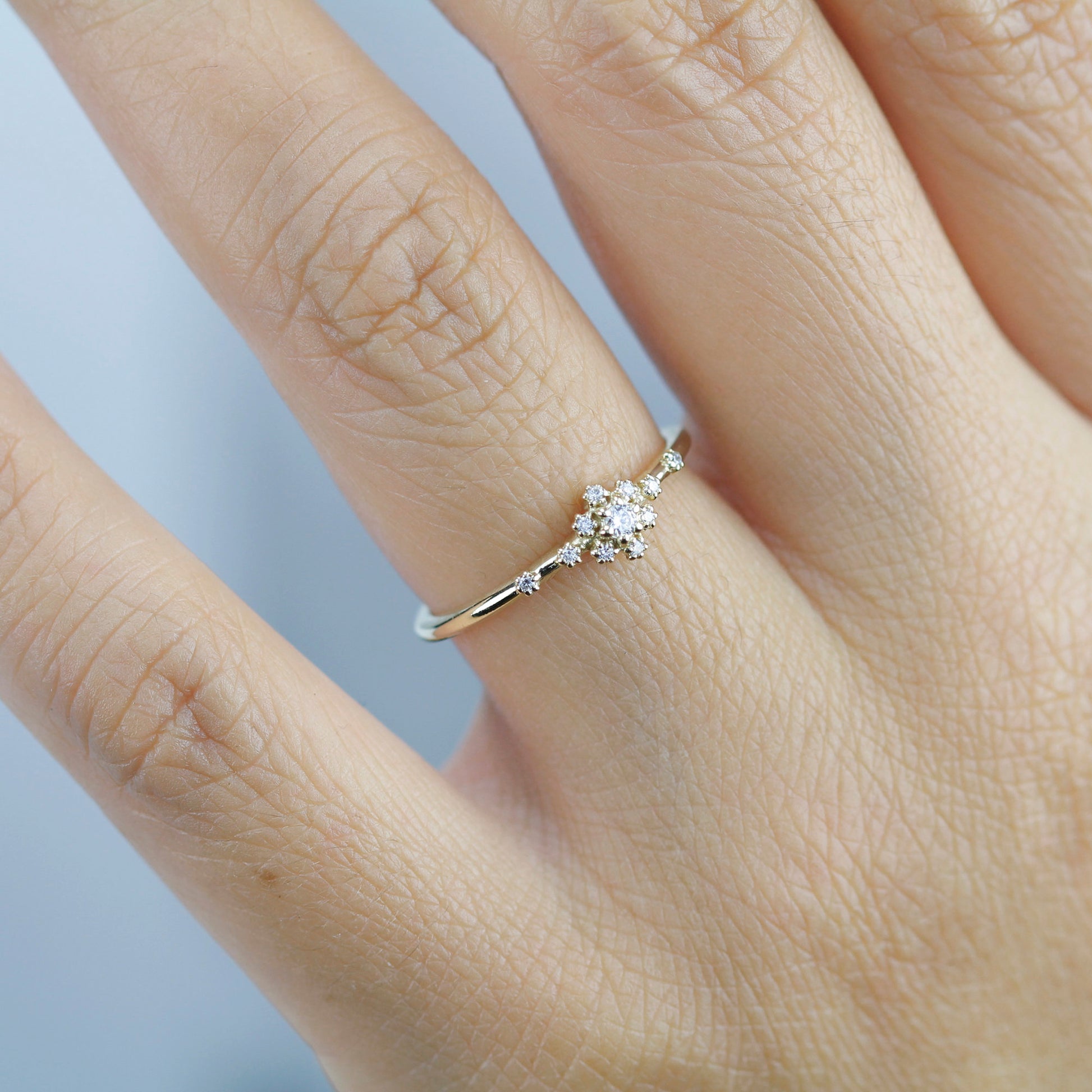 small diamond cluster engagement ring | halo engagement ring round small simple - NOOI JEWELRY